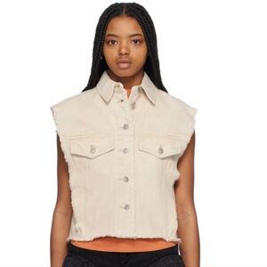 Isabel Marant Etoile Tyra Denim Vest Jacket in Beige Ecru Size 34 Size XS 2